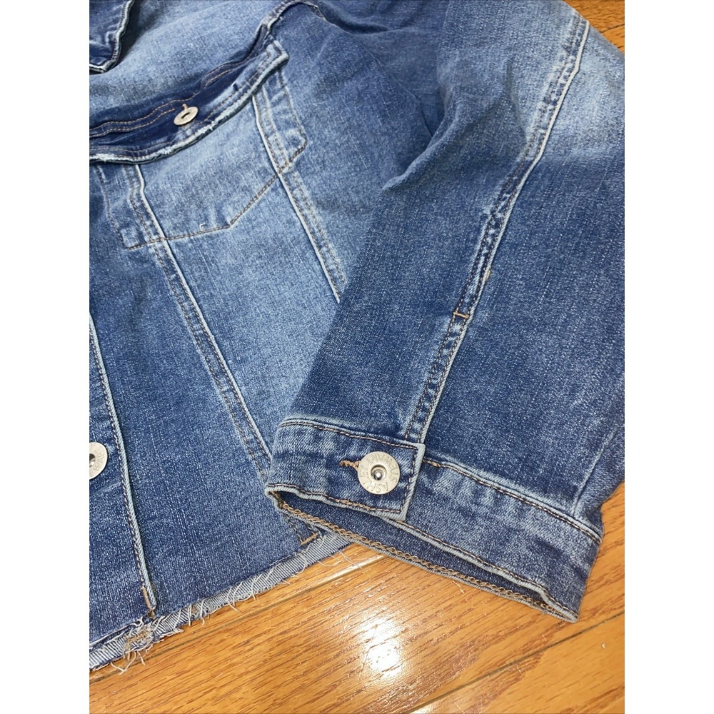 Ashley Stewart Jean Jacket Womens Plus 22 24 Blue Cropped Lace Up Back NWT Denim - Picture 3 of 6